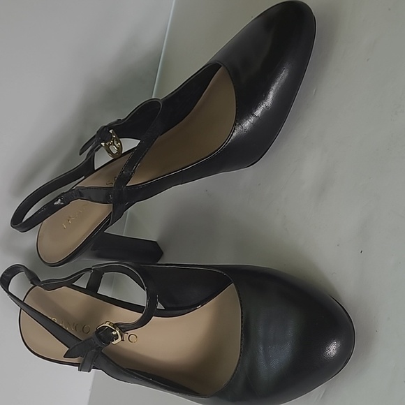 Open Court Shoes Sandals Heels Franco Sarto Black Leather size 8M - Picture 9 of 10
